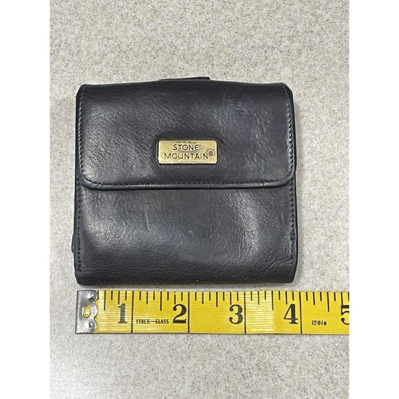 Vintage Stone Mountain Small Brown Leather Tri-fold Wallet Cardholder - Picture 8 of 10